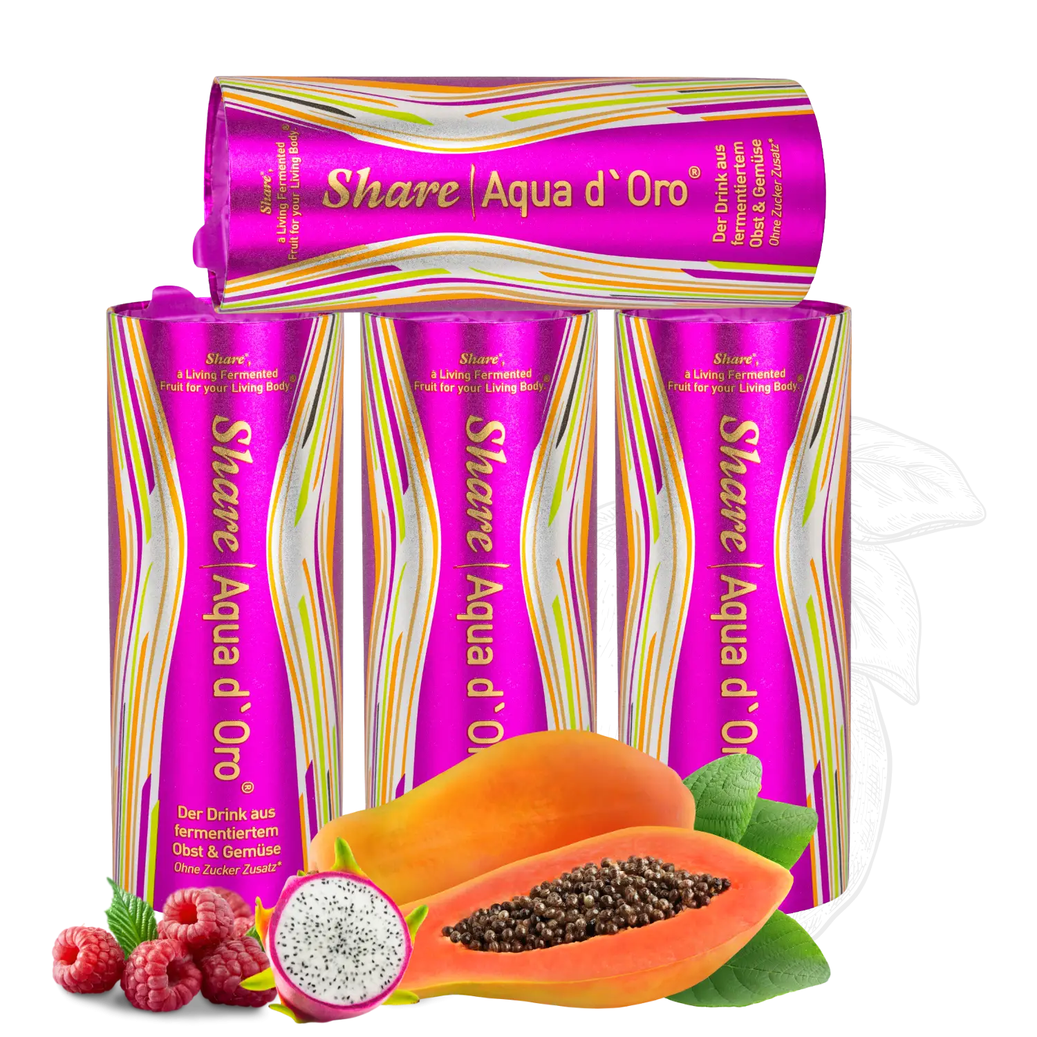 Share Aqua d'Oro 4 x 240ml fermented fruit and vegetable juices