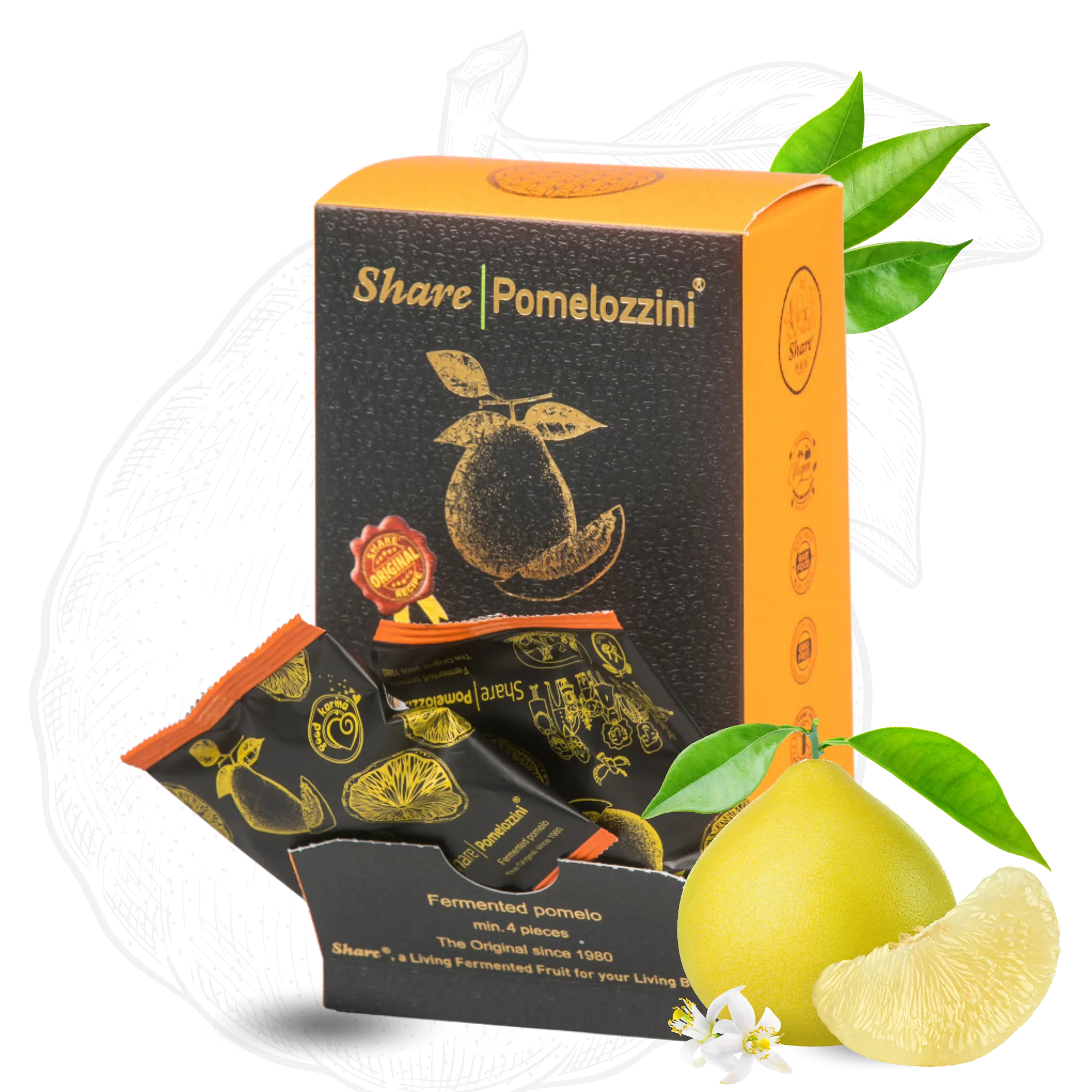 Share Pomelozzini® - Fermented Pomelo (Grapefruit) 4 Pieces
